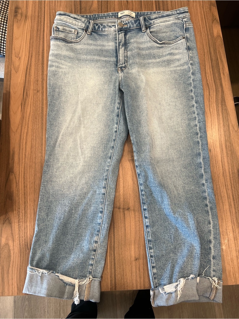 BKE Light Wash Rolled Hem Straight capri rolled up Jeans